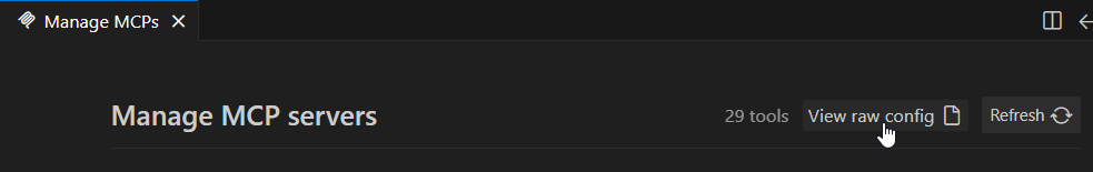 The View raw config button