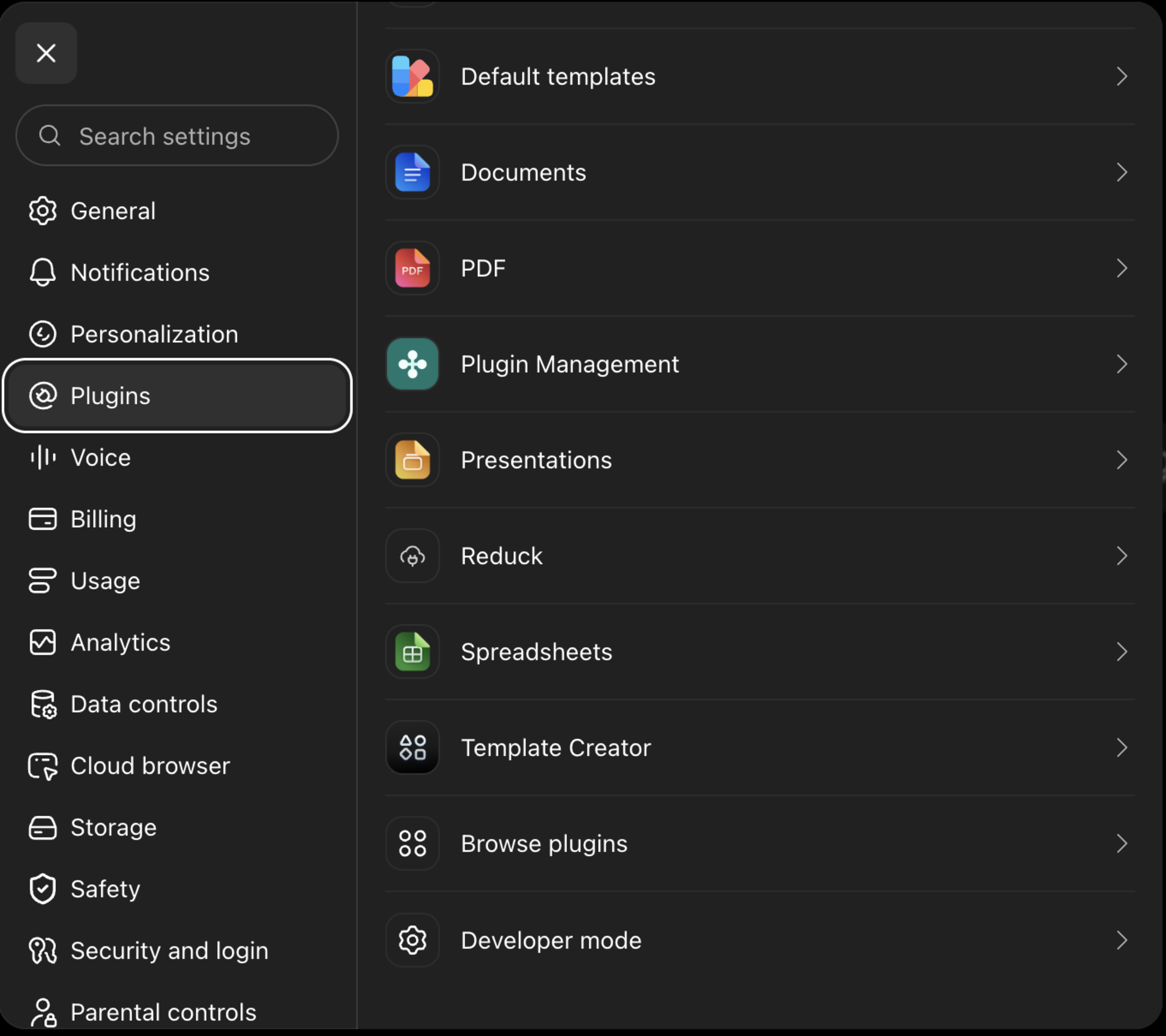 The connector list